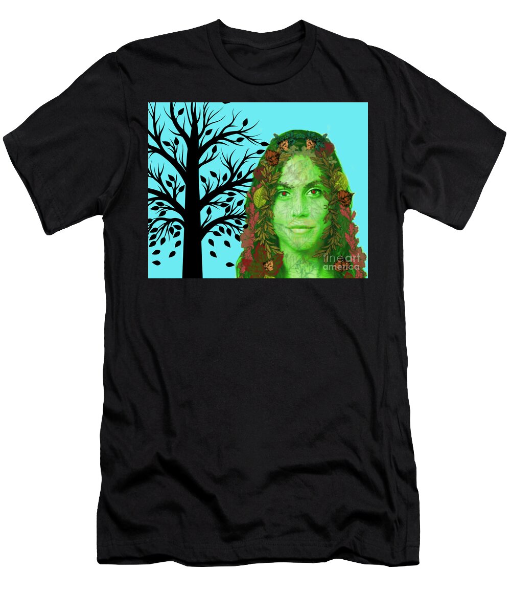 Fall T-Shirt featuring the digital art Keeper Of Autumn by Diamante Lavendar