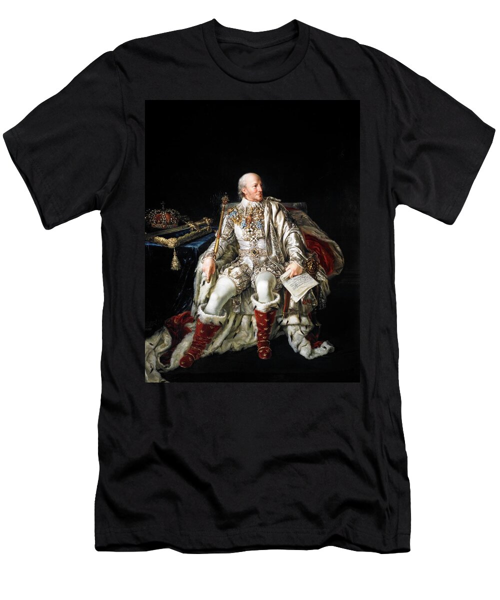 Per The Elder Krafft T-Shirt featuring the painting King Charles XIII of Sweden and Norway 1748-1818, 1781. by Per Krafft the Elder -1724-1793-