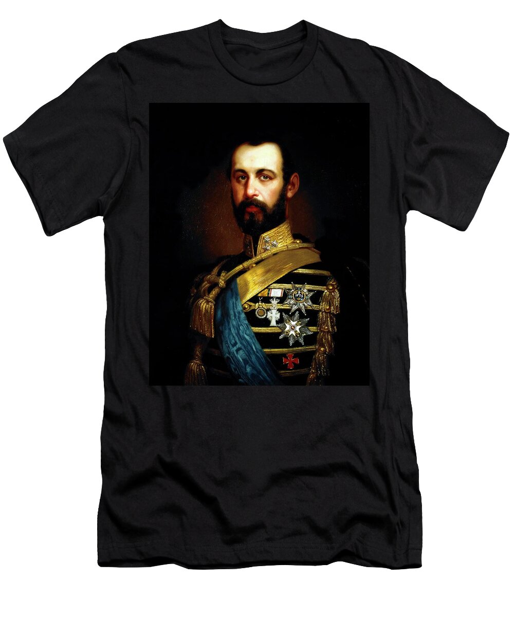 W C Sondels T-Shirt featuring the painting King Charles XV of Sweden and Norway -1826-1872-. by W C Sondels