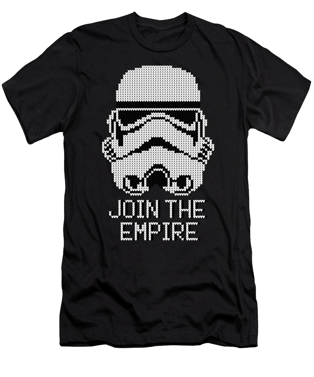 Yoda T-Shirt featuring the digital art Knitted Storm Trooper - Join The Empire by Megan Miller