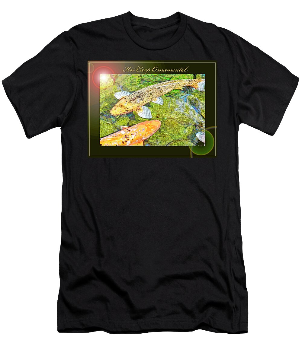 Koi T-Shirt featuring the digital art Koi Carp Goldfish Ornamental Framing Print by A Macarthur Gurmankin