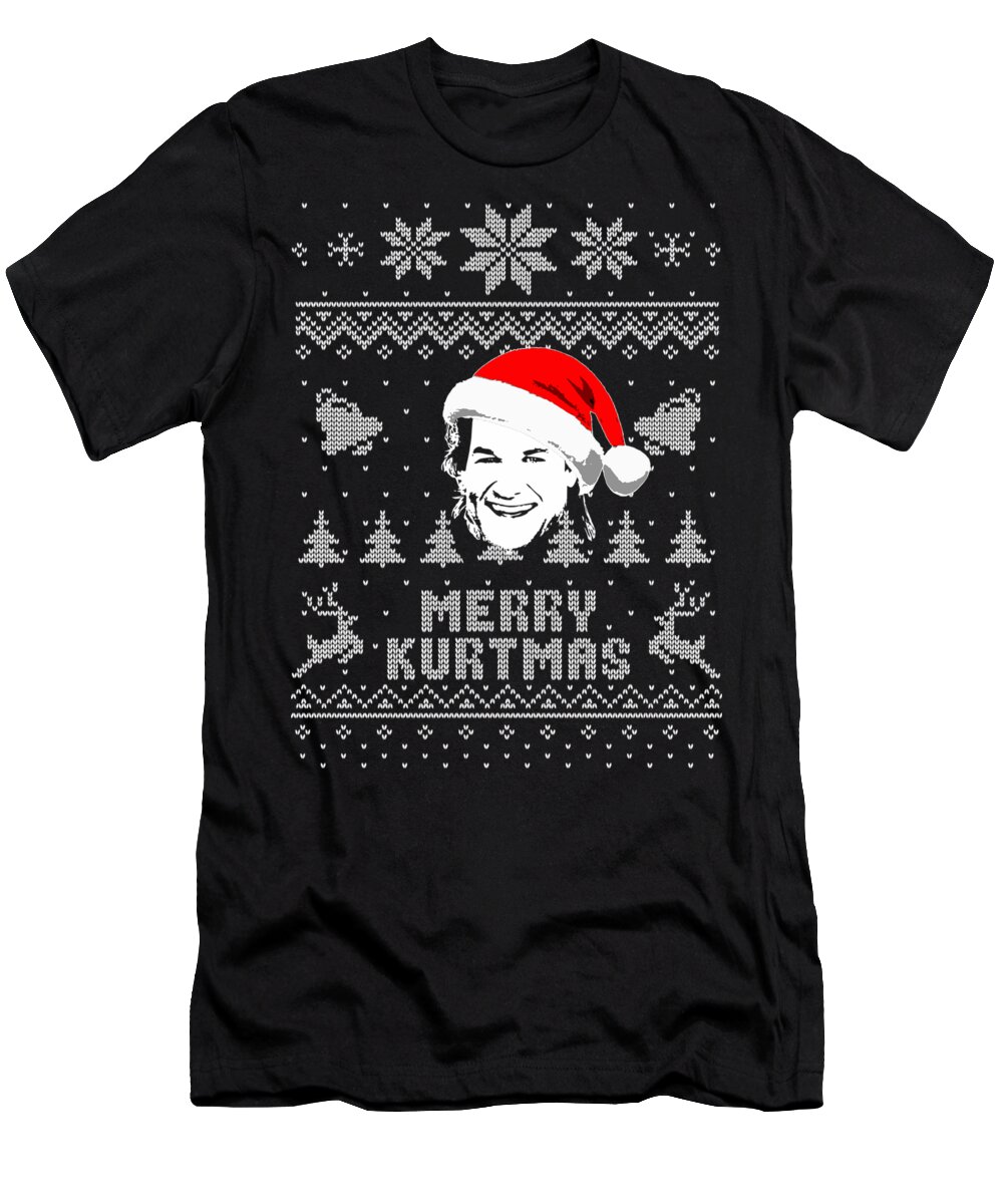 Kurt T-Shirt featuring the digital art Kurt Russell Merry Kurtmas Christmas Shirt by Filip Schpindel