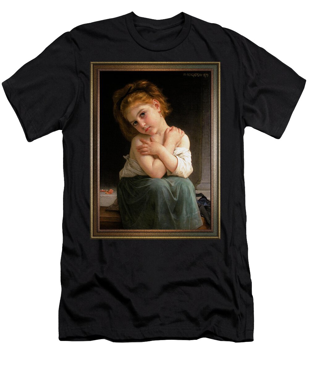 La Frileuse T-Shirt featuring the painting La Frileuse by William-Adolphe Bouguereau Old Masters Reproductions by Rolando Burbon