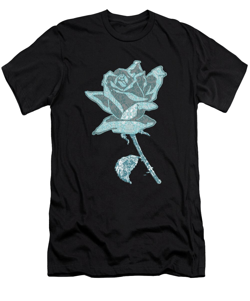 Lace T-Shirt featuring the digital art Lace Variation 14 and a Rose by Diego Taborda