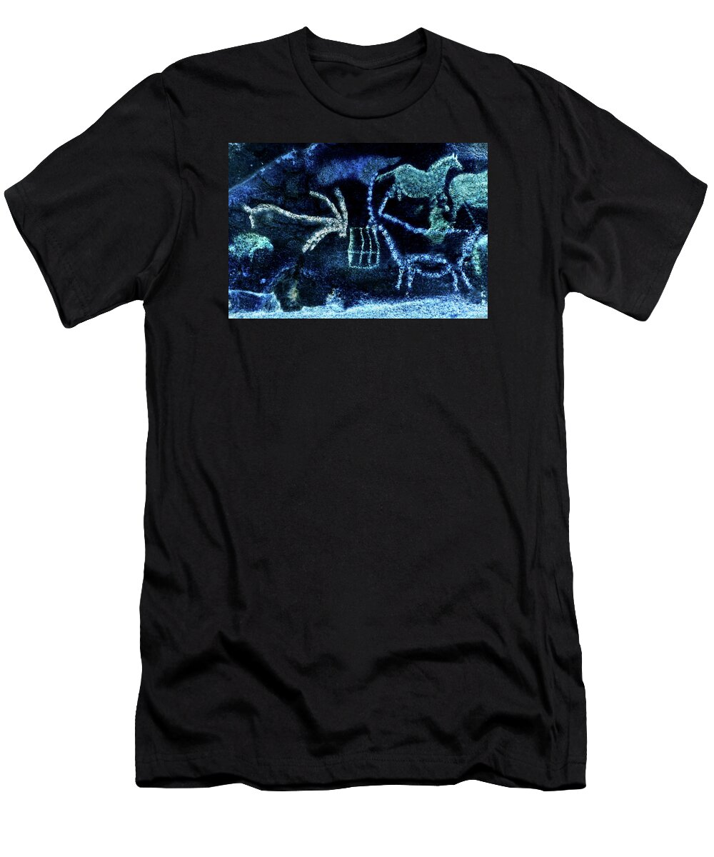 Lascaux T-Shirt featuring the digital art Lascaux - Two Ibex - Negative by Weston Westmoreland
