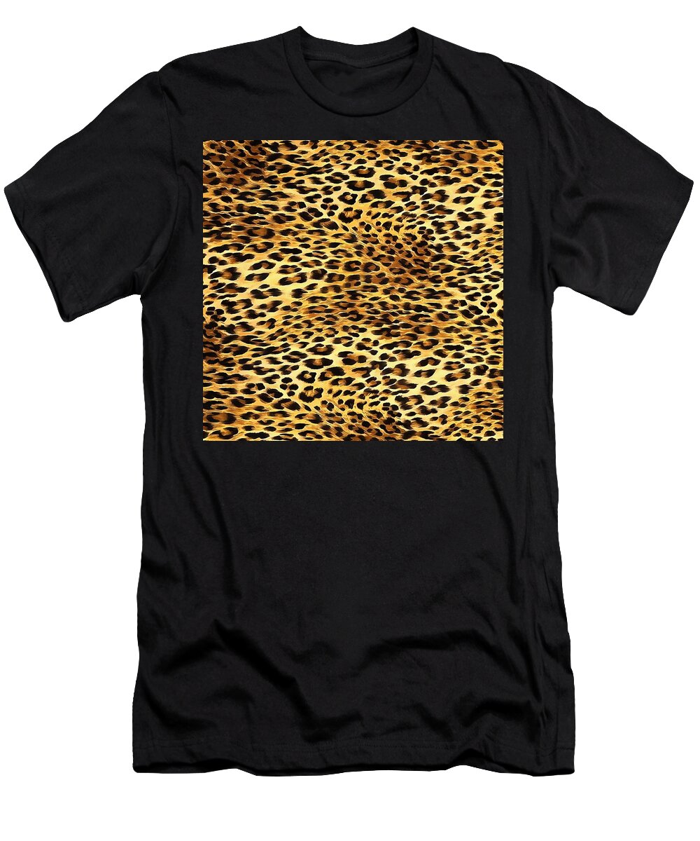 Vegan Animal Print T-Shirt featuring the painting Leopard Skin Camouflage Pattern by Taiche Acrylic Art