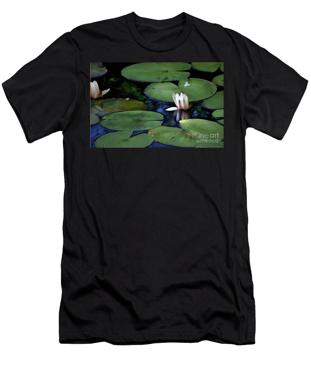 Lily Pad T-Shirt featuring the photograph Light on Dark Lily Pads by Dianne Morgado