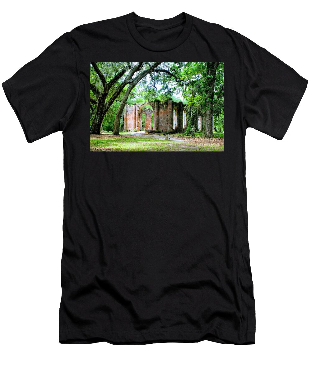 Old Sheldon Church Ruins T-Shirt featuring the photograph Light Within Church Ruins by Carol Groenen