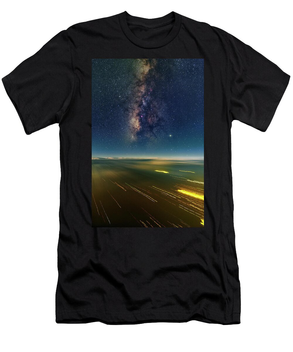 Aerial T-Shirt featuring the photograph Linear Motion by Ralf Rohner
