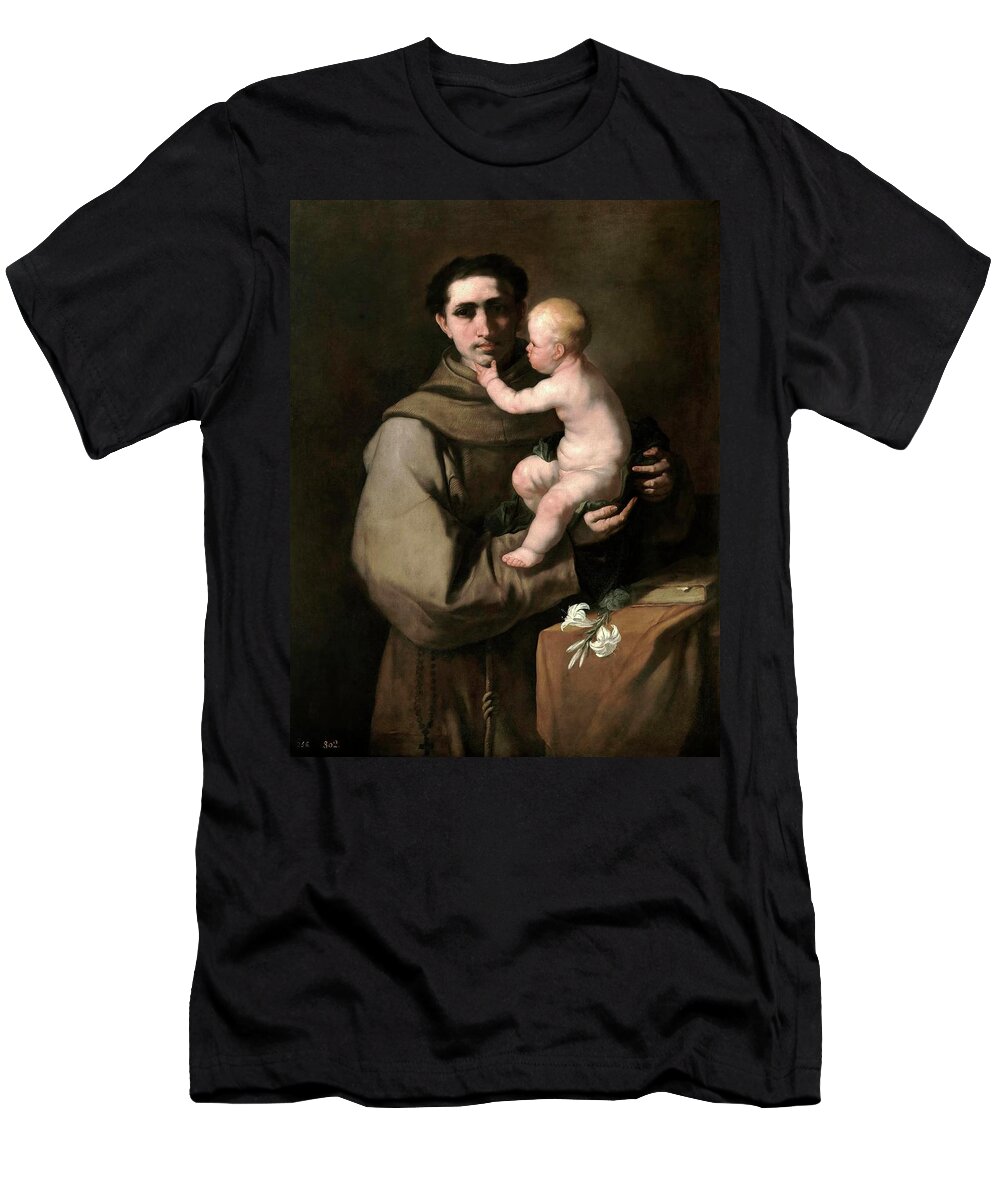 Anthony Of Padua T-Shirt featuring the painting Luca Giordano / 'Saint Anthony of Padua', Late 17th century, Italian School. by Luca Giordano -1634-1705-