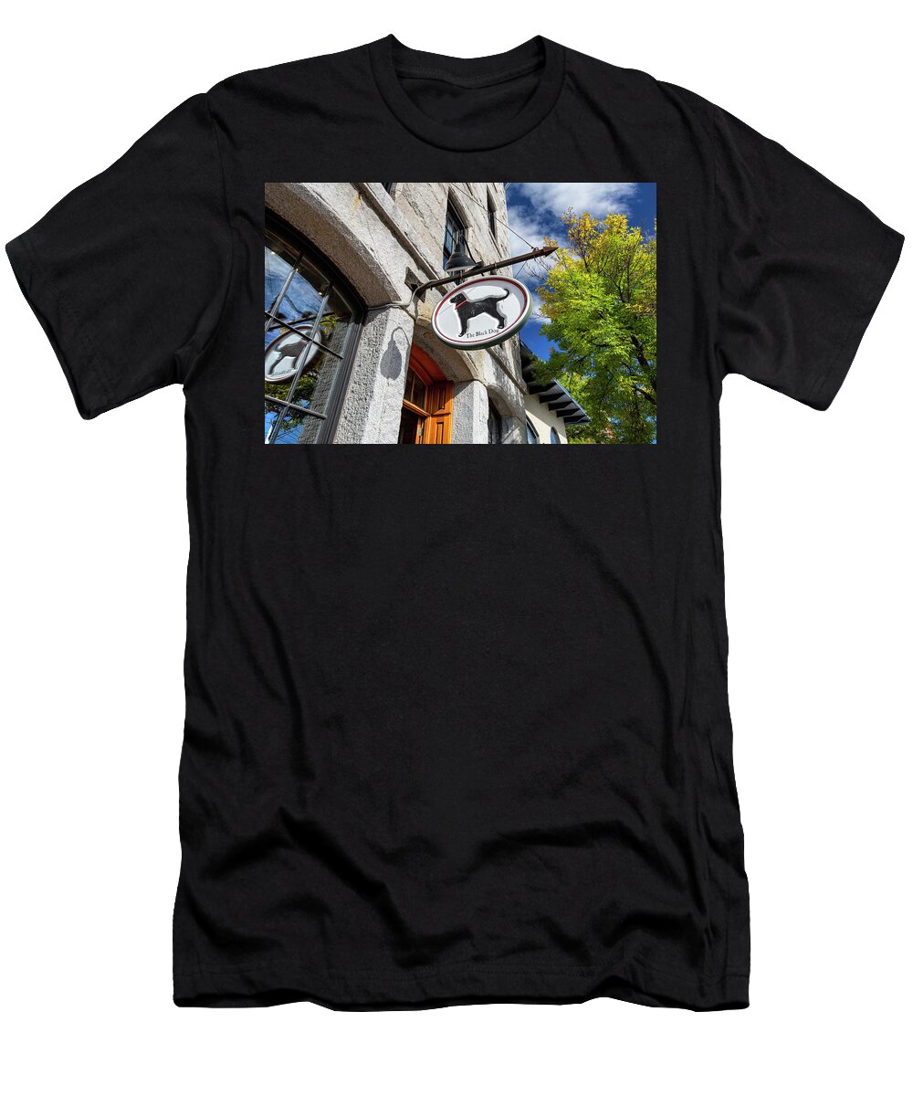 Estock T-Shirt featuring the digital art Maine, Portland, Old Town, Store Sign by Claudia Uripos