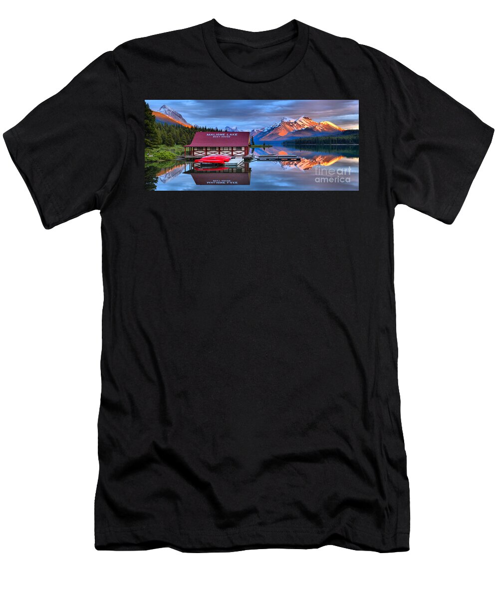 Maligne Lake T-Shirt featuring the photograph Maligne Lake Sunset Spectacular by Adam Jewell