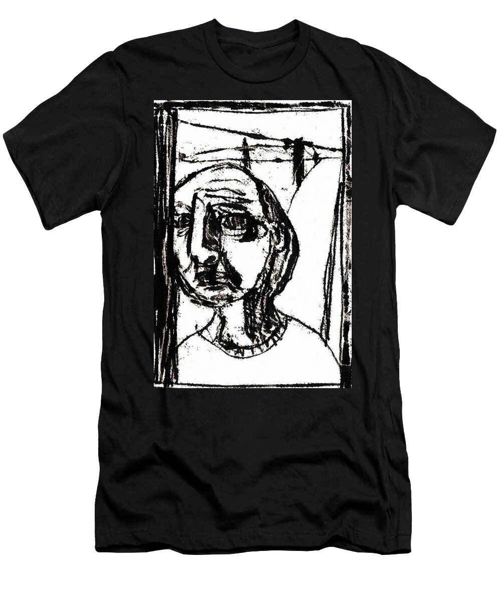 Face T-Shirt featuring the drawing Man on a Road by Edgeworth Johnstone