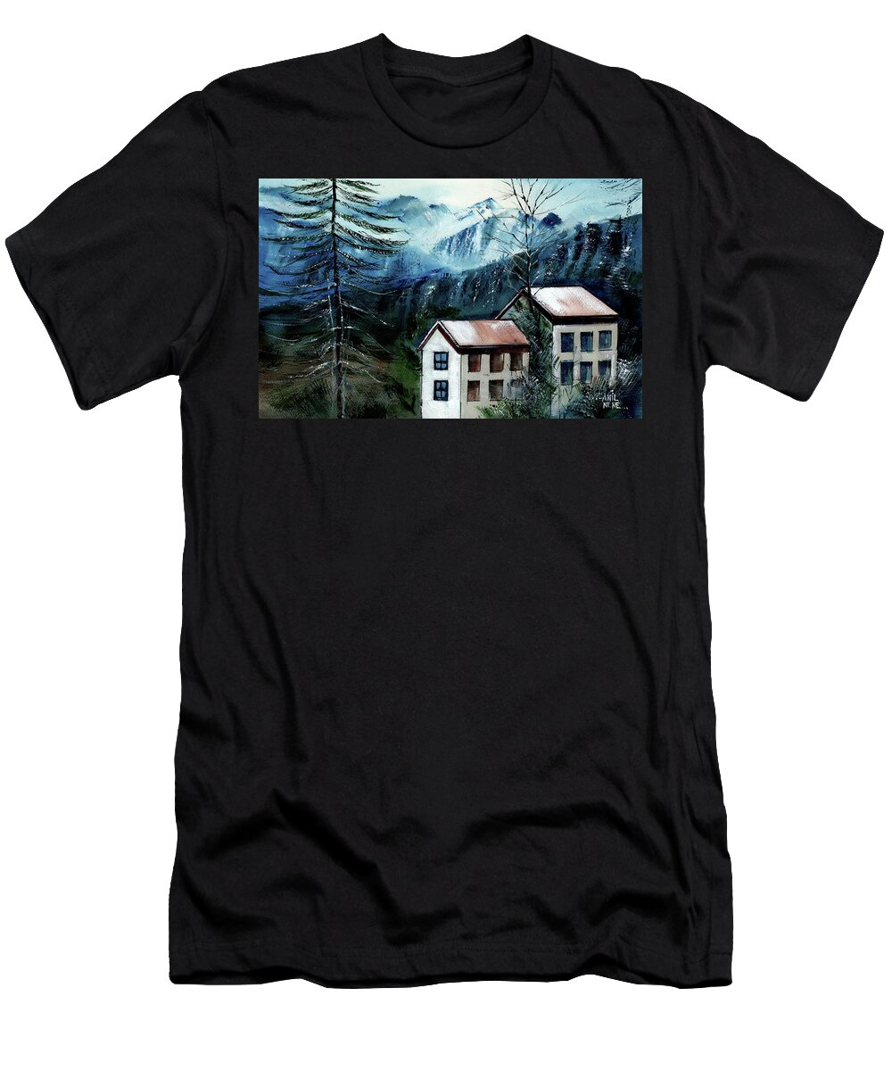 Himalaya T-Shirt featuring the painting Manali 1 Himalaya by Anil Nene