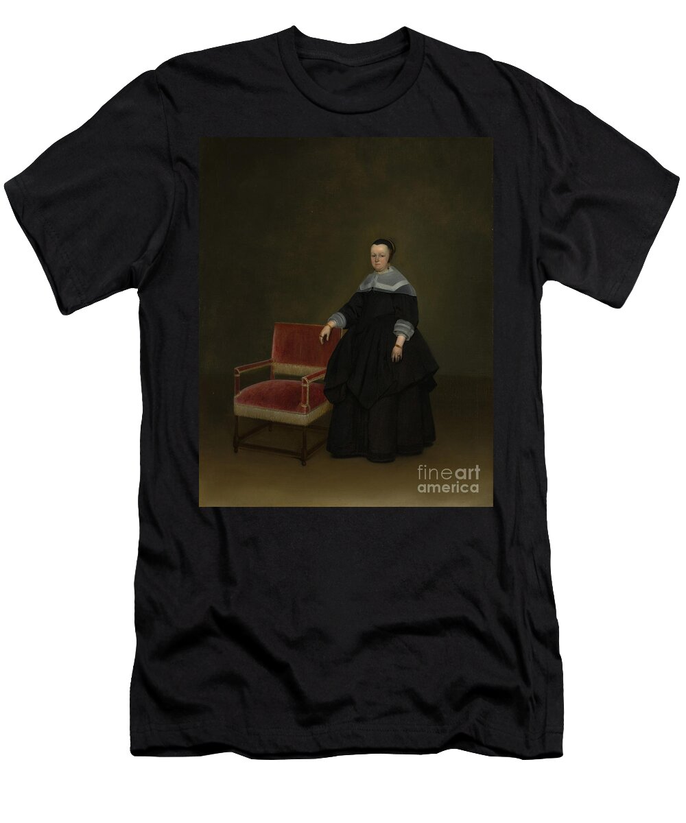 Chair T-Shirt featuring the painting Margaretha Van Haexbergen, C.1666-67 by Gerard Ter Borch Or Terborch