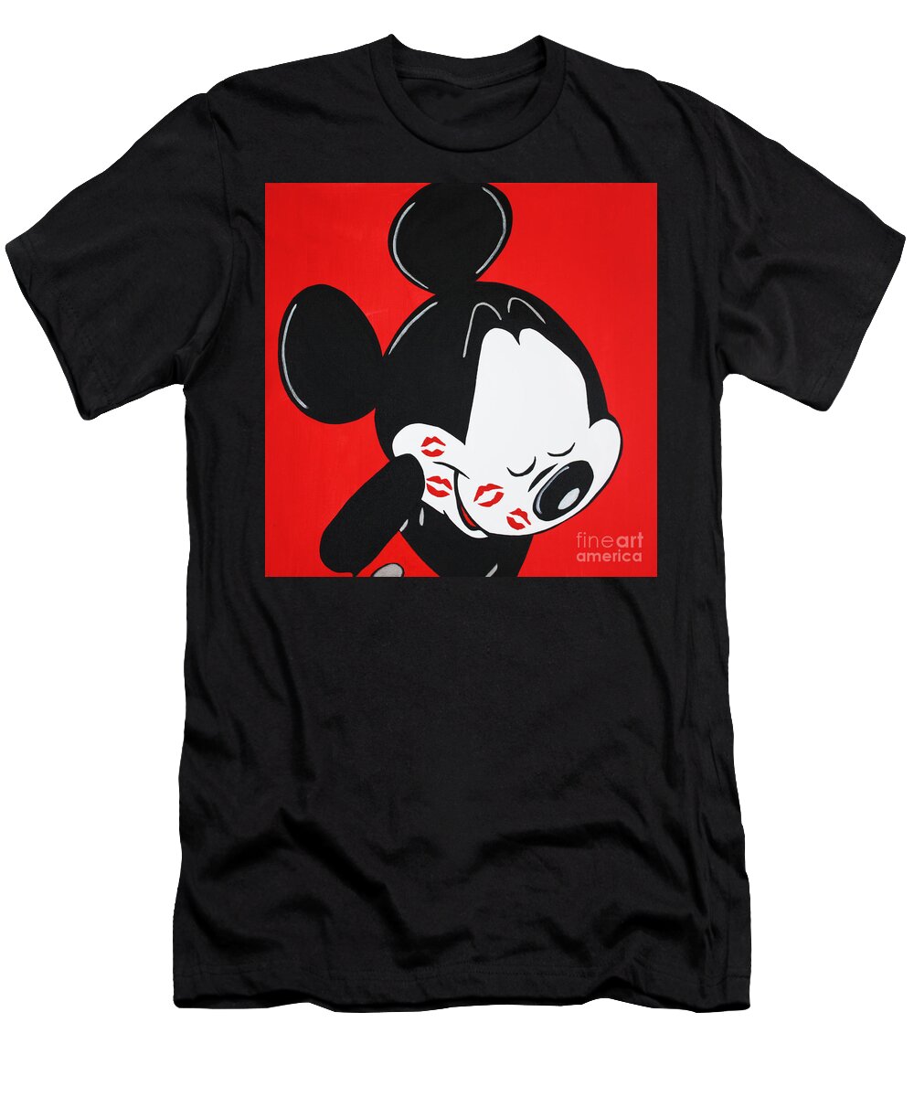Mickey Mouse Painting T-Shirt featuring the painting MICKEY MOUSE Red by Kathleen Artist PRO