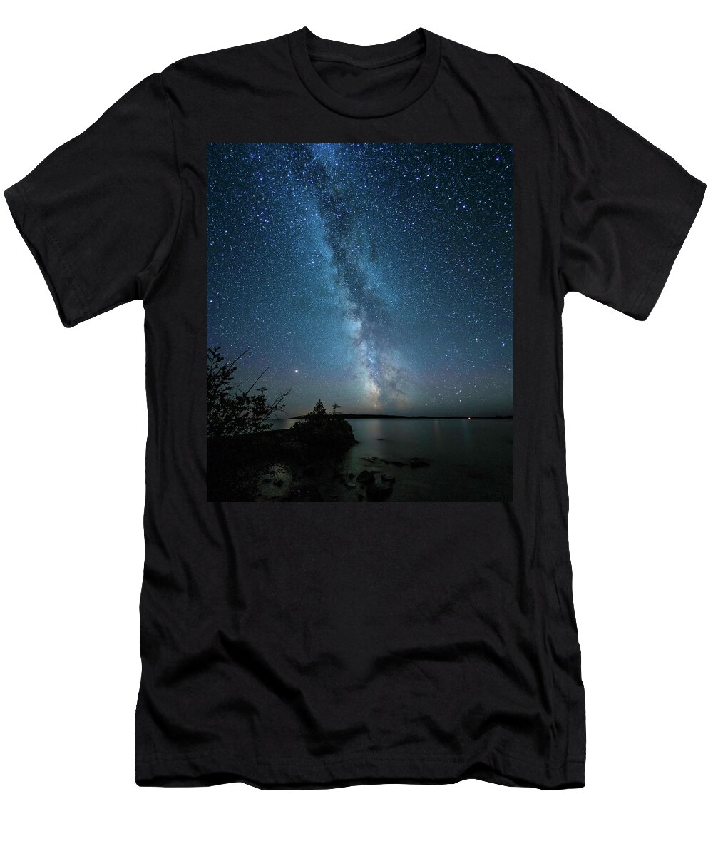  T-Shirt featuring the photograph Milky Way as seem from Isle Royale National Park by Nick Noble