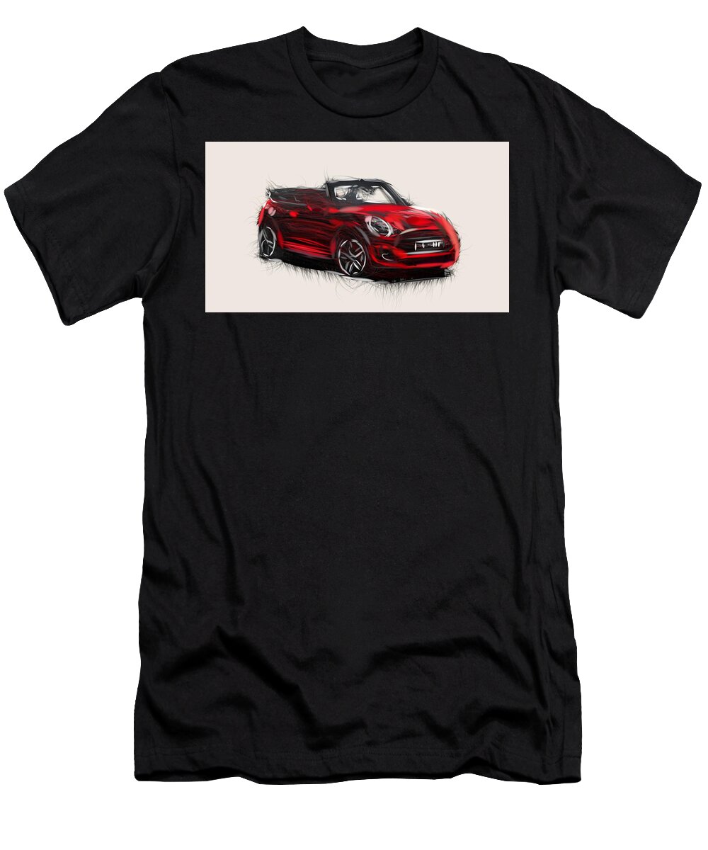 Mini T-Shirt featuring the digital art Mini Cabrio Draw by CarsToon Concept