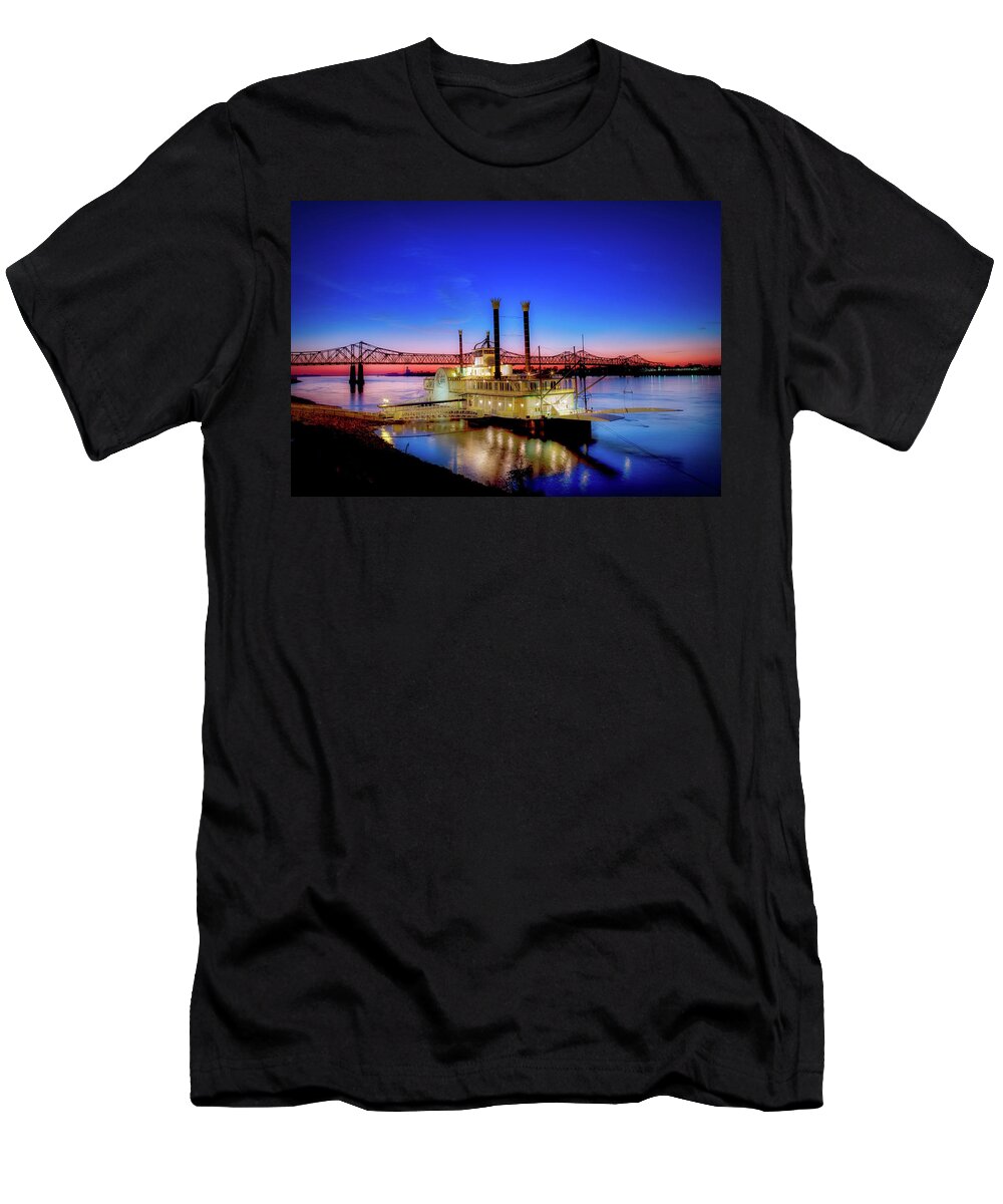 Mississippi River T-Shirt featuring the photograph Mississippi River Casino Boat by Mountain Dreams