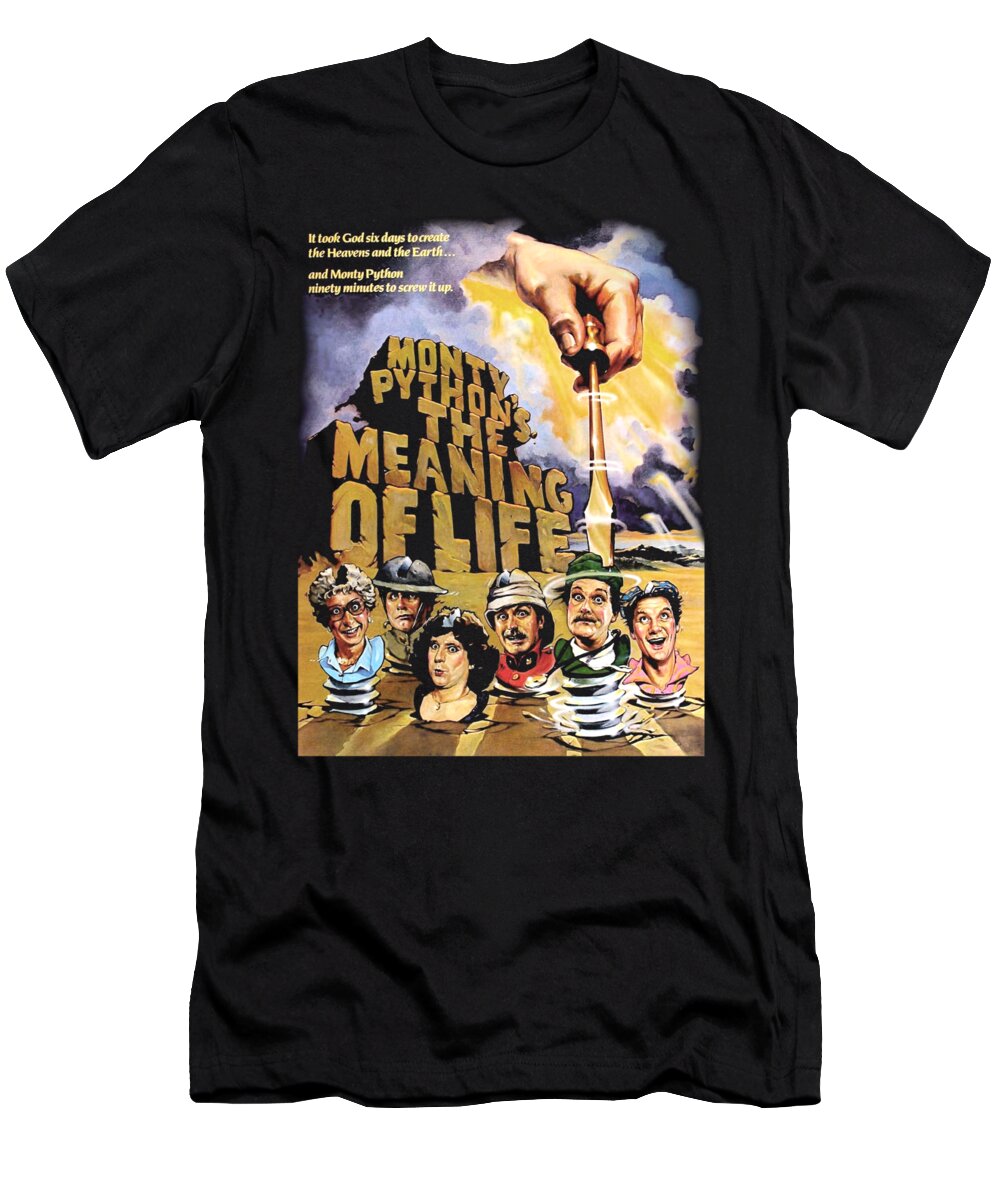  T-Shirt featuring the digital art Monty Python - Meaning Of Life by Brand A