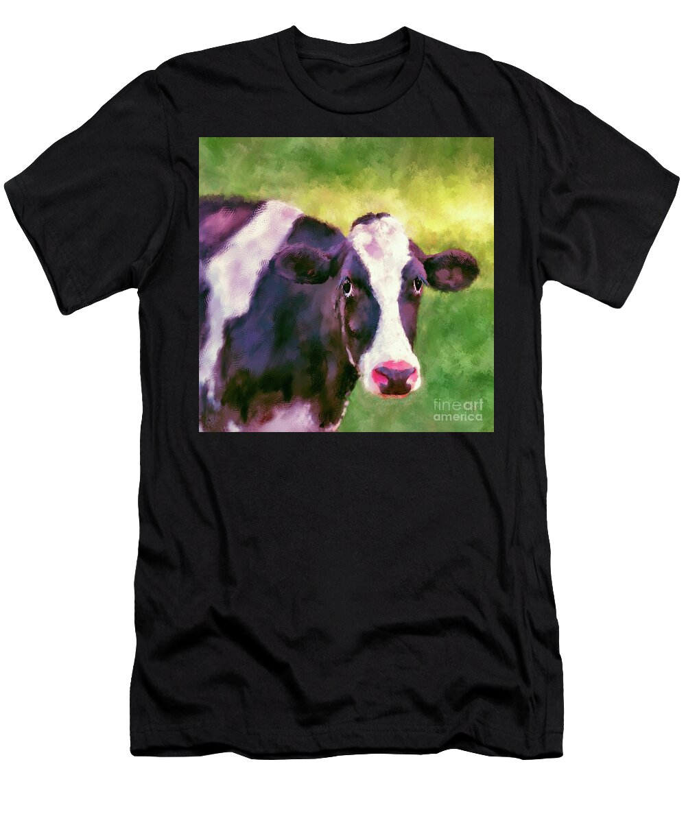 Animal T-Shirt featuring the digital art Moo Cow by Lois Bryan
