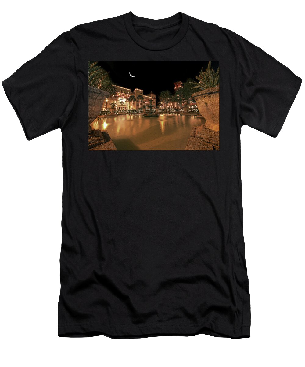 St Augustine T-Shirt featuring the photograph Moon over St Augustine by Robert Och
