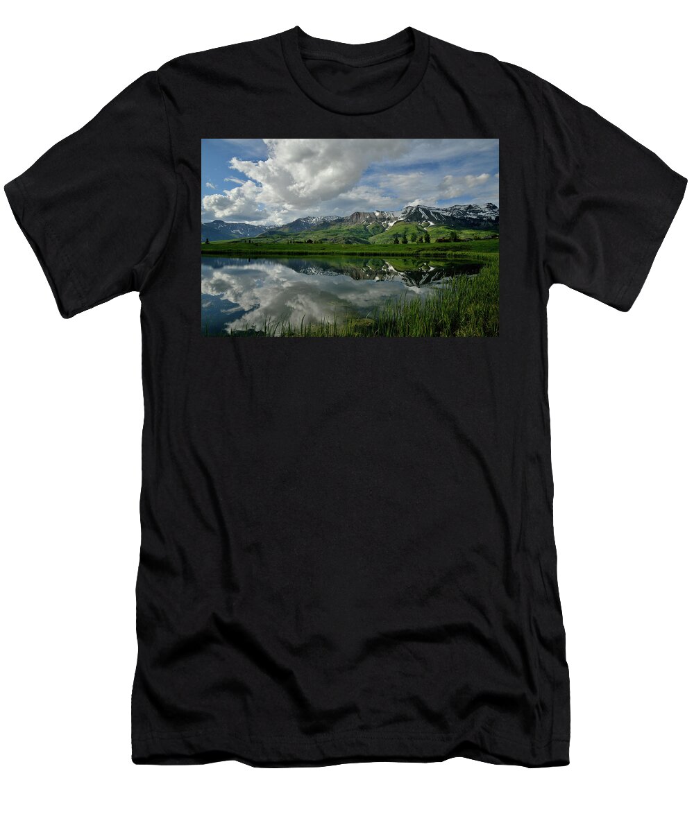 Colorado T-Shirt featuring the photograph Mountain Village Mirror Image by Ray Mathis