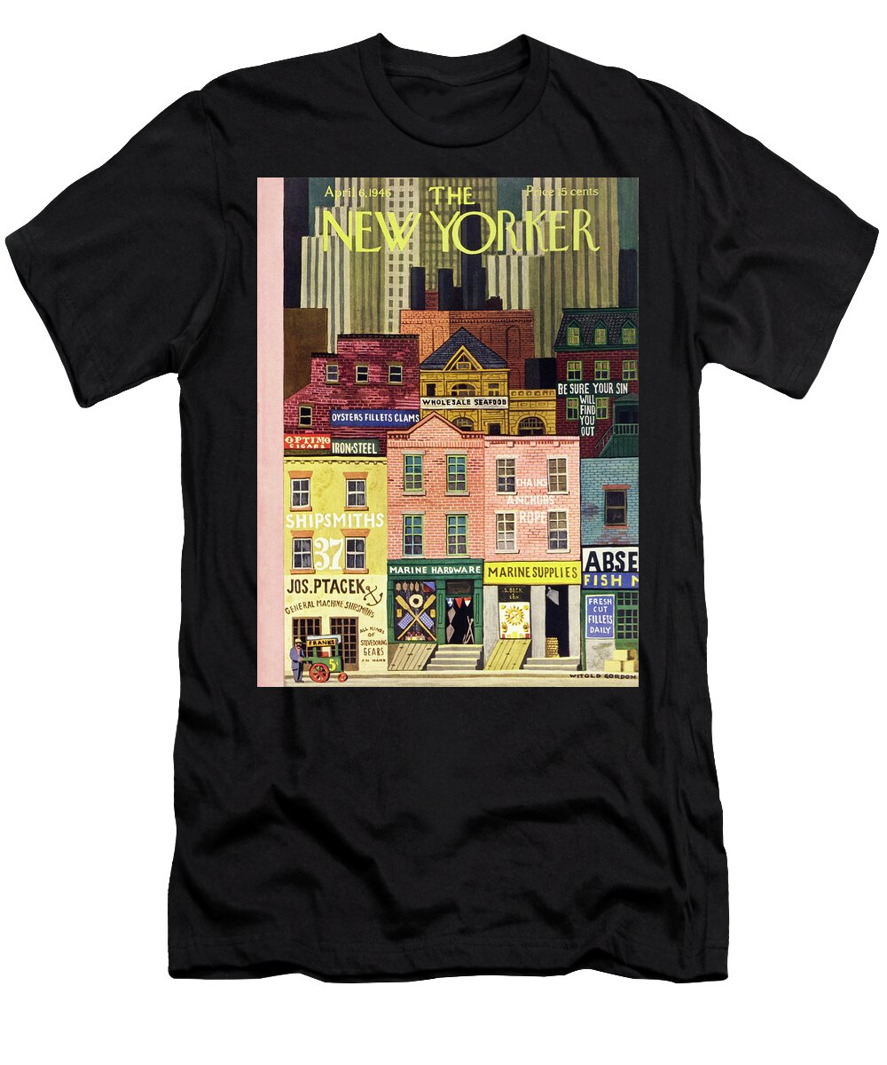 Illustration T-Shirt featuring the painting New Yorker April 6 1946 by Witold Gordon
