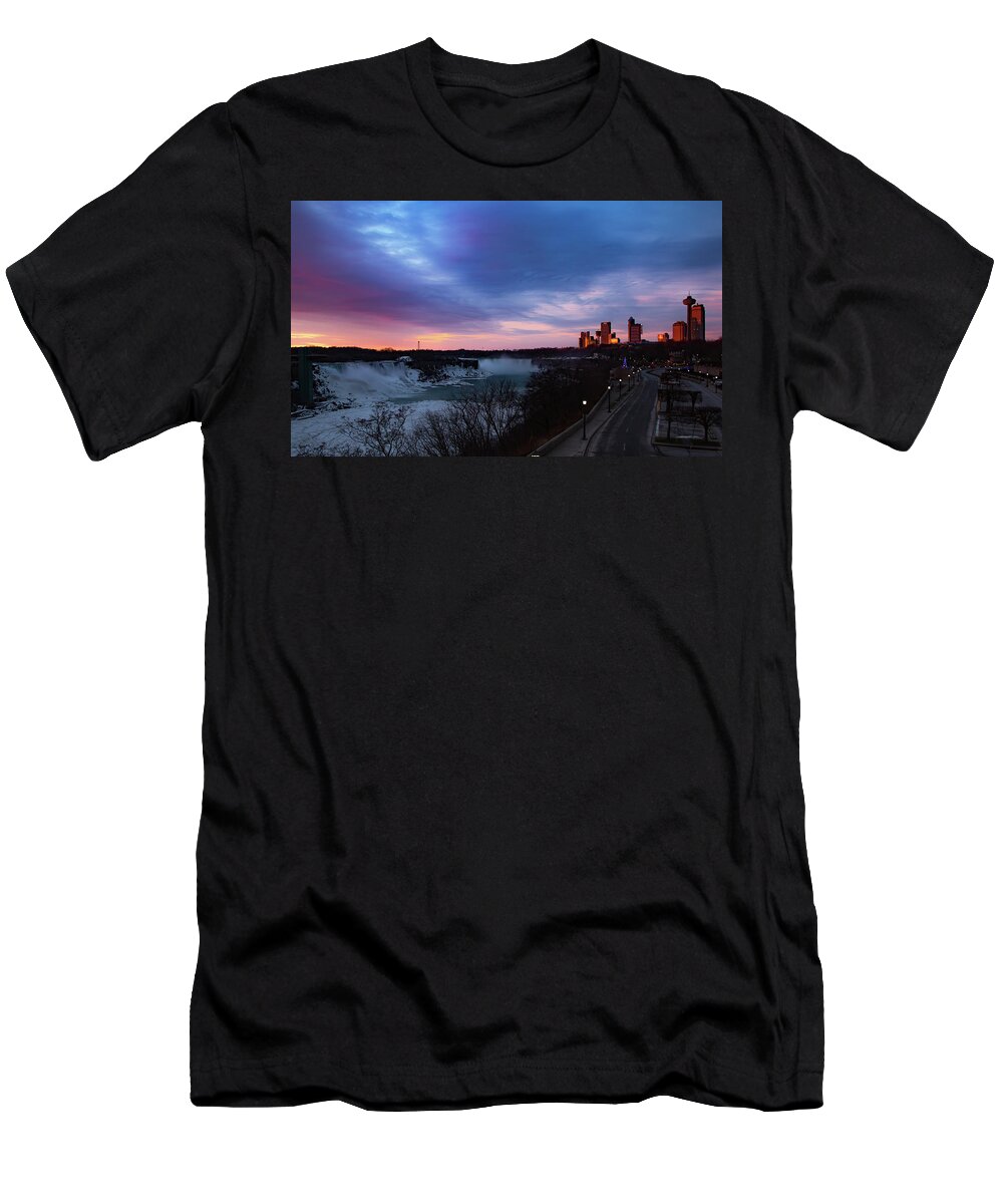 Niagara Falls T-Shirt featuring the photograph Niagara Falls at Sunrise by Lora J Wilson