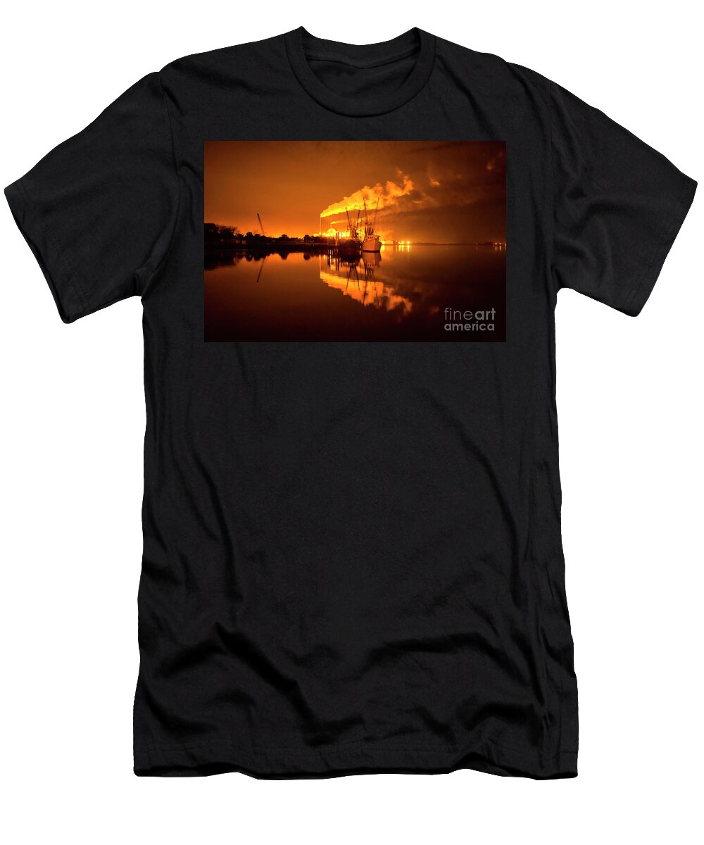 Photographs T-Shirt featuring the photograph Night Reflections Of A Paper Mill by Felix Lai