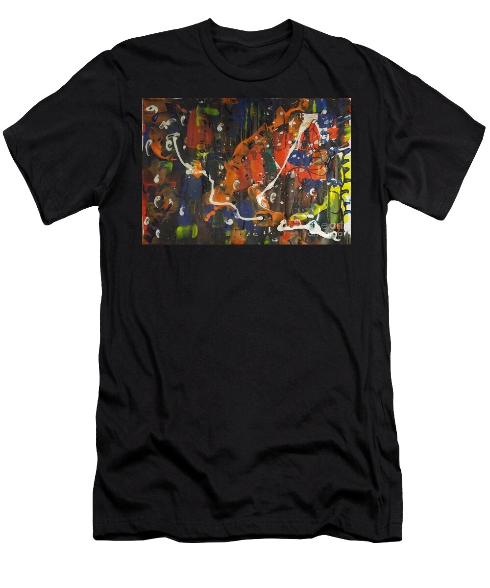 Abstract Oil T-Shirt featuring the painting Nightlife by Denise Morgan