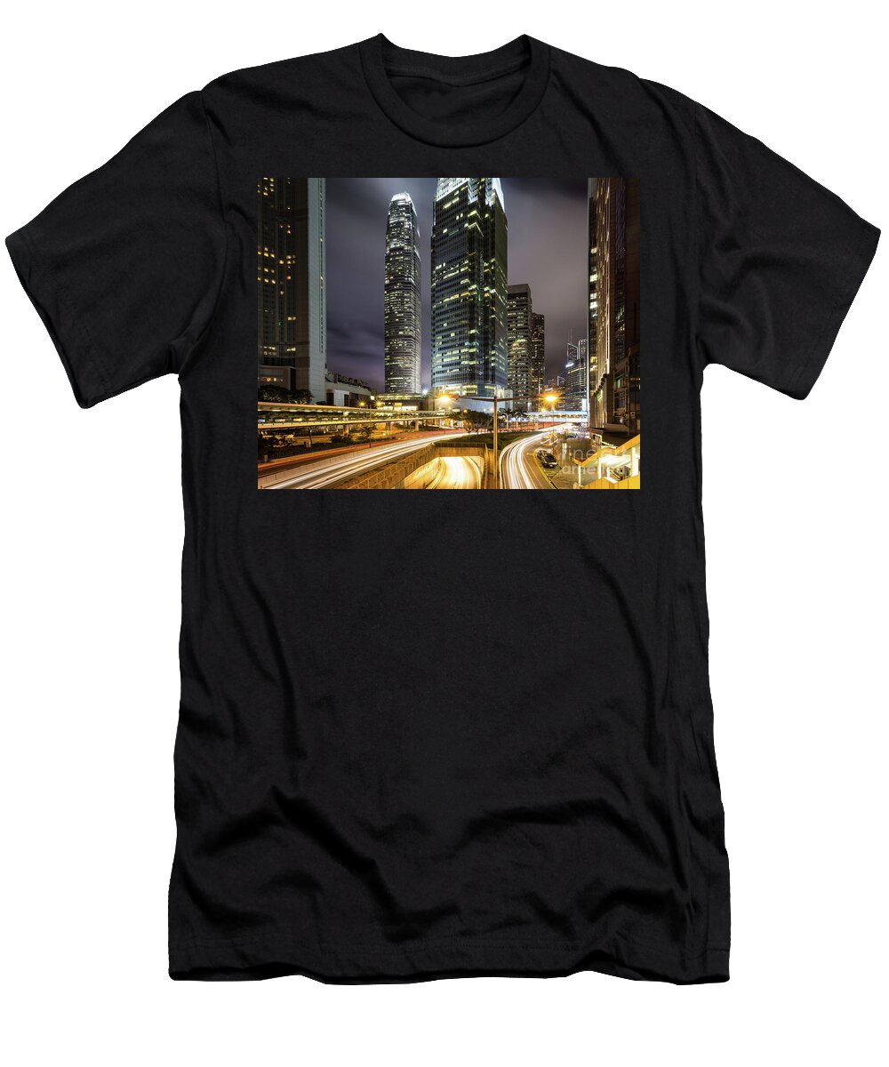 Central District - Hong Kong T-Shirt featuring the photograph Nights of Hong KOng by Didier Marti