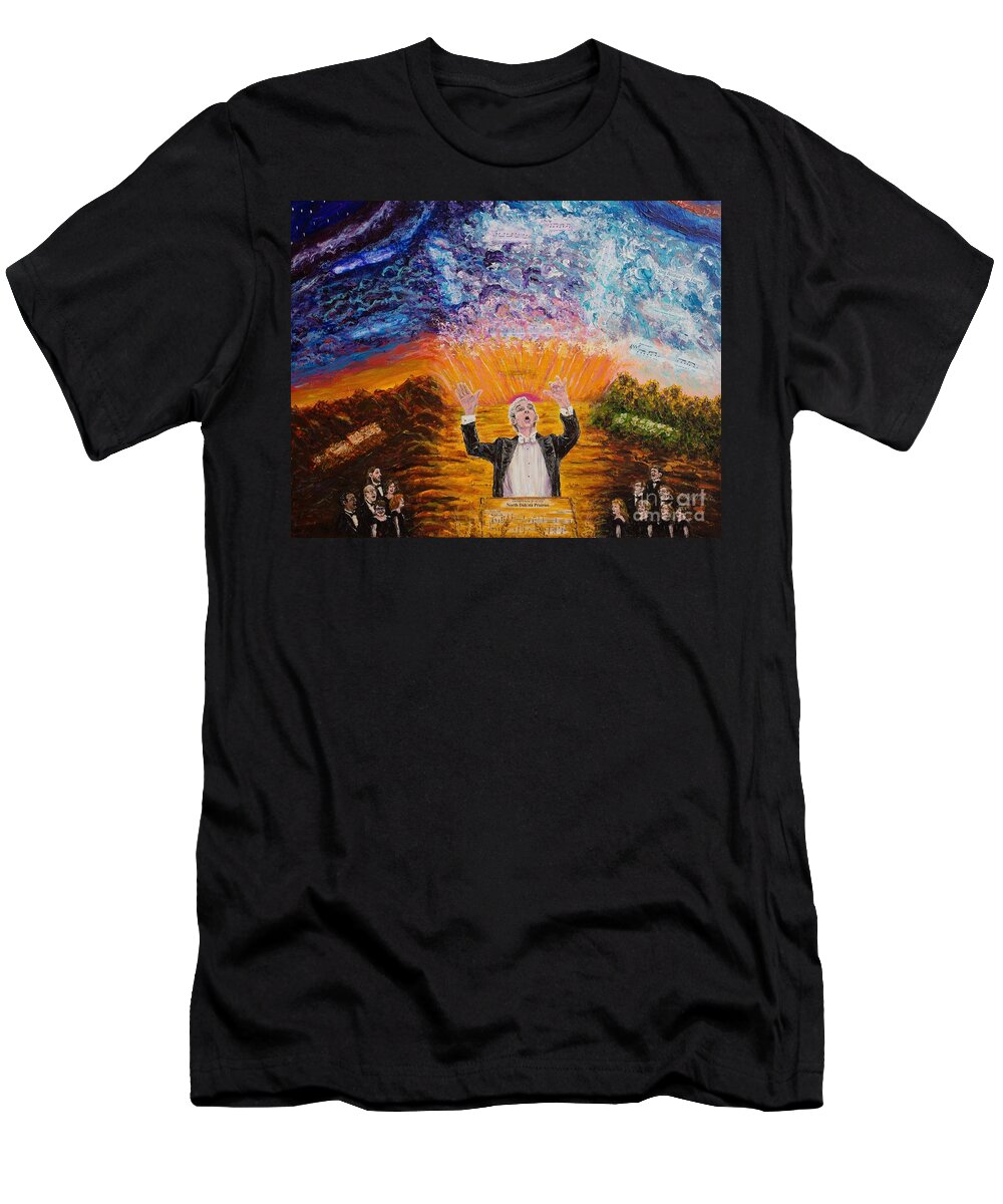 Choir T-Shirt featuring the painting North Dakota Sings by Linda Donlin