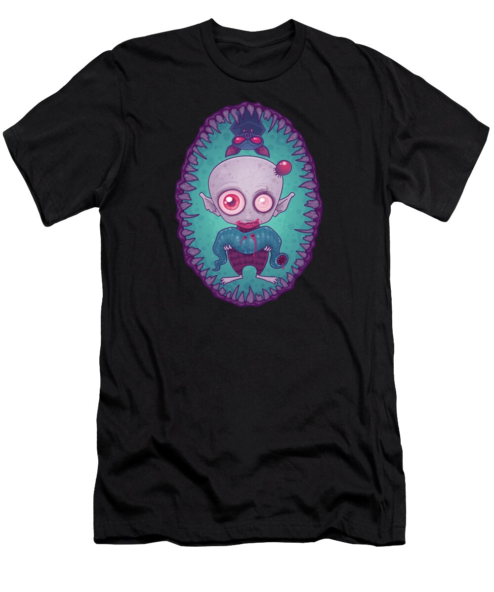 Bat T-Shirt featuring the digital art Nosferatu Jr. by John Schwegel