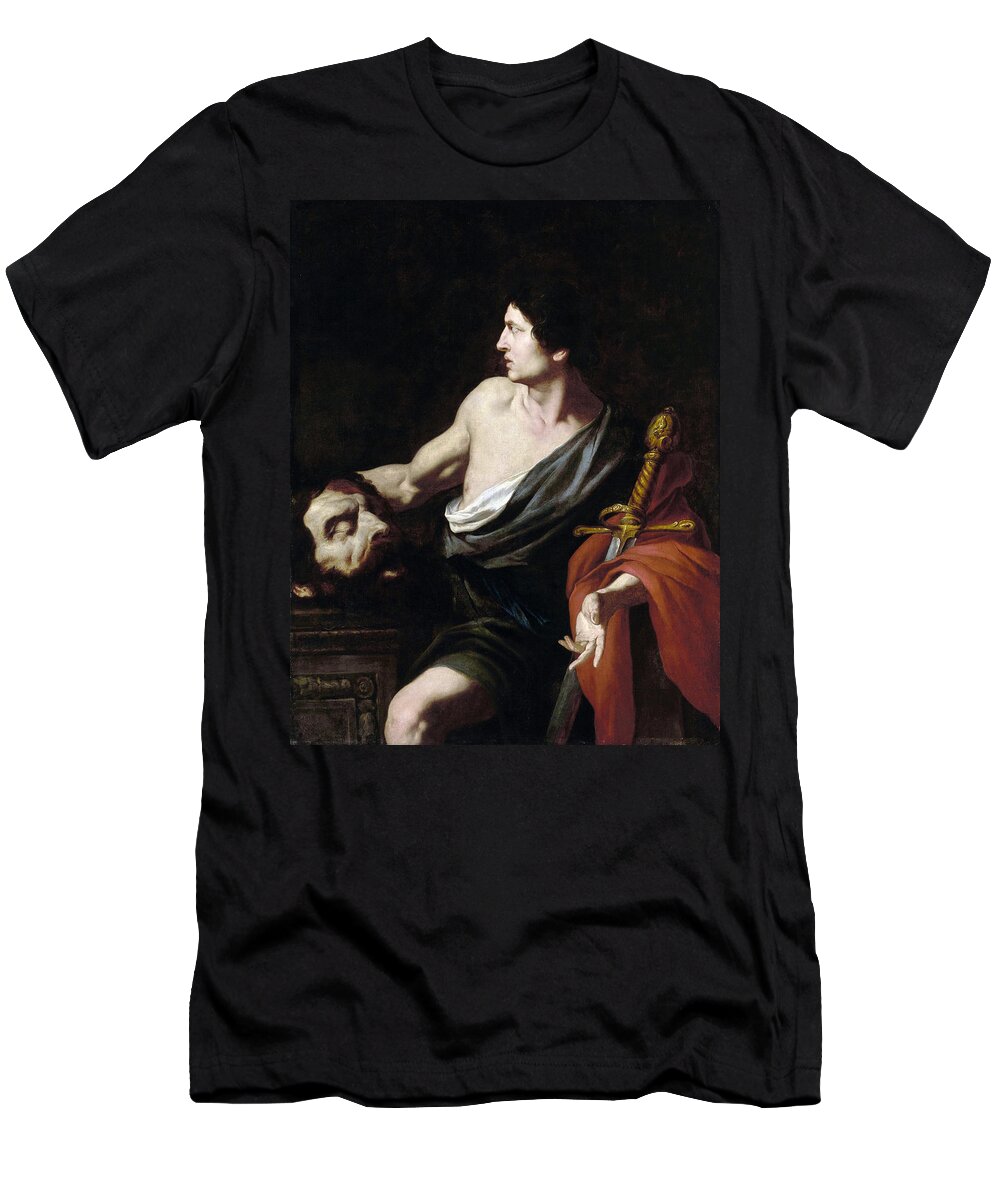 B1019 T-Shirt featuring the painting David with the Head of Goliath, C1635 by Pietro Novelli