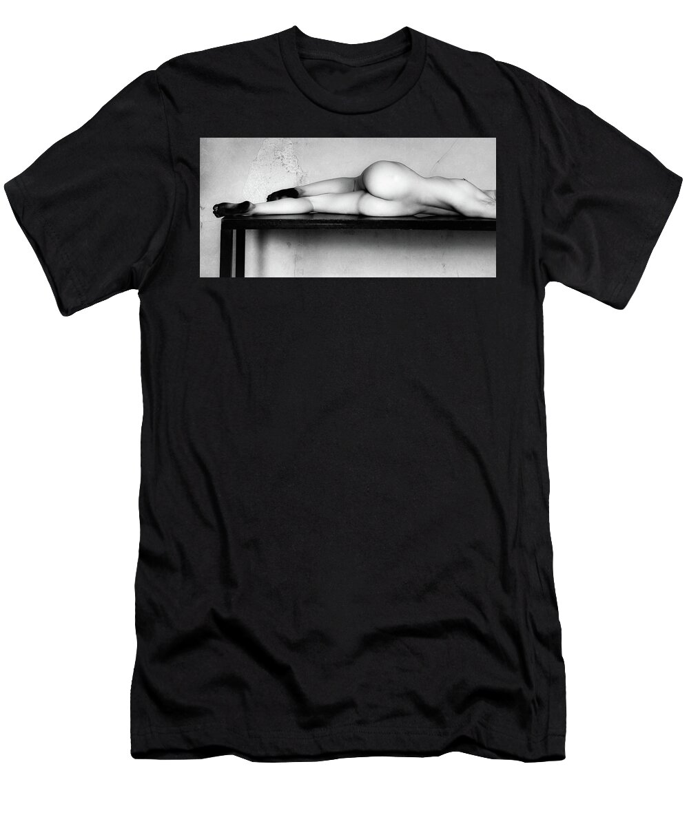 Weston T-Shirt featuring the photograph Nude Reclining On Table by Lindsay Garrett
