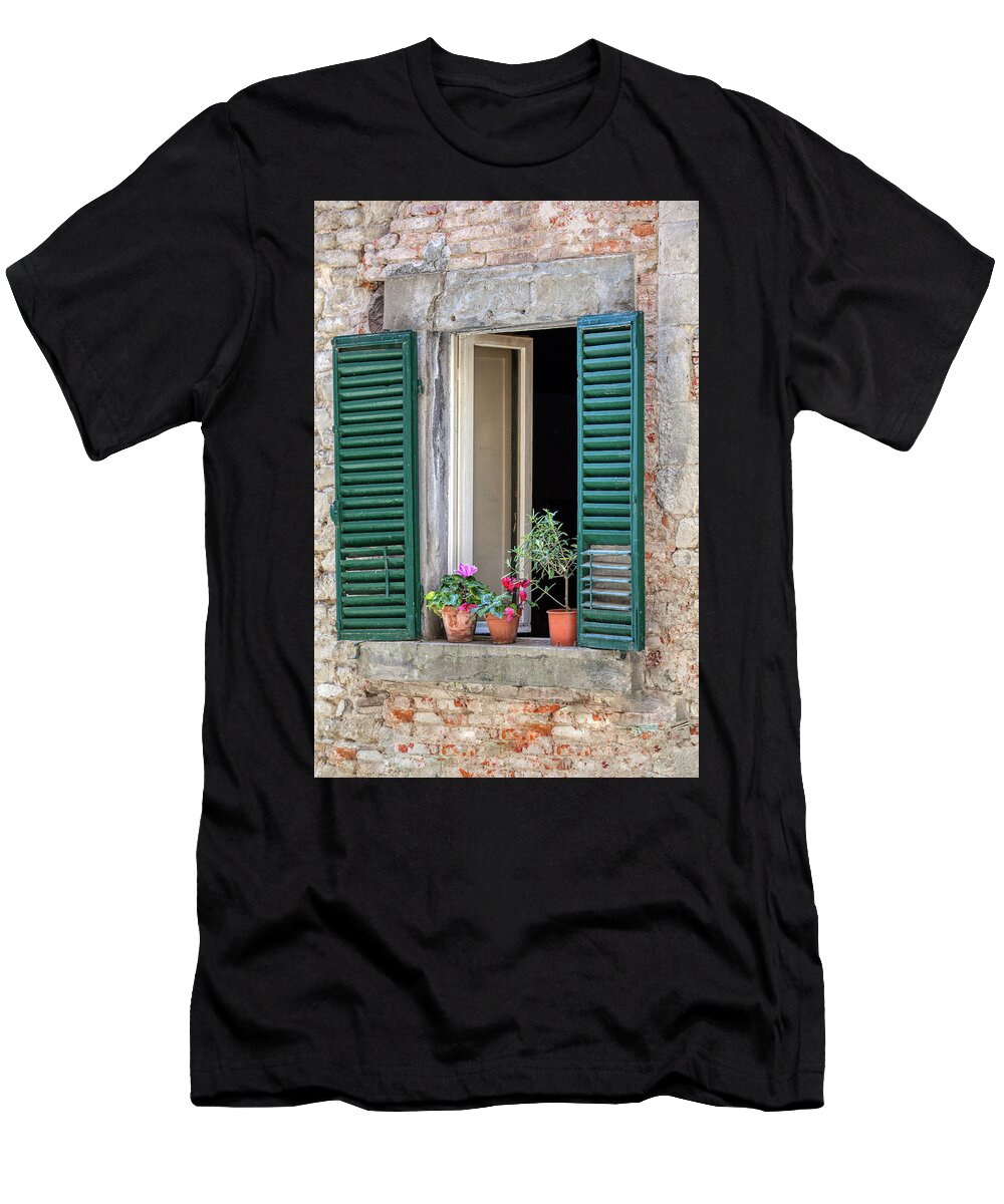 Window T-Shirt featuring the photograph Open Window of Tuscany by David Letts