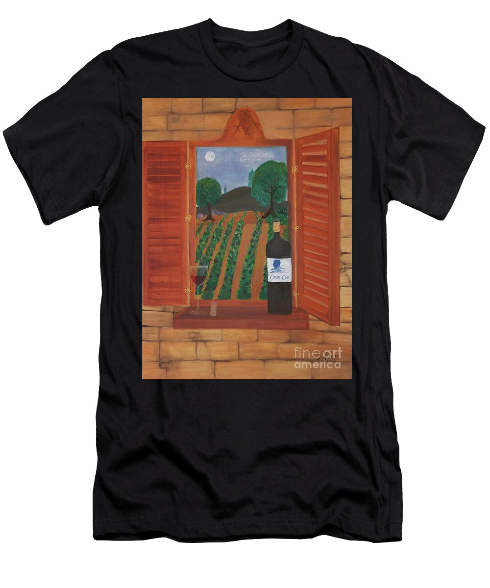 Wine T-Shirt featuring the painting Opus One Napa Sonoma by Artist Linda Marie