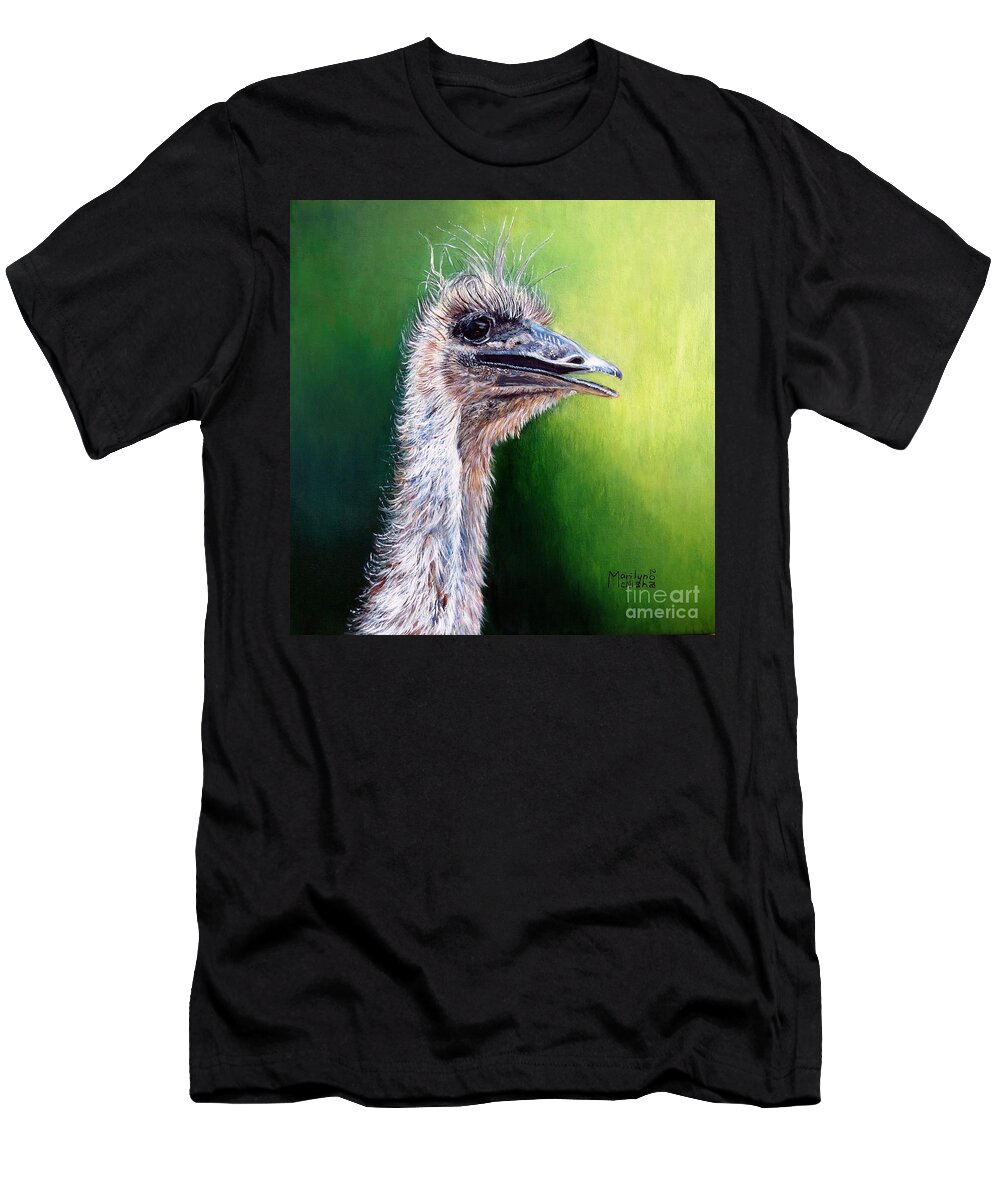 Genus Struthio T-Shirt featuring the painting Ostrich by Marilyn McNish
