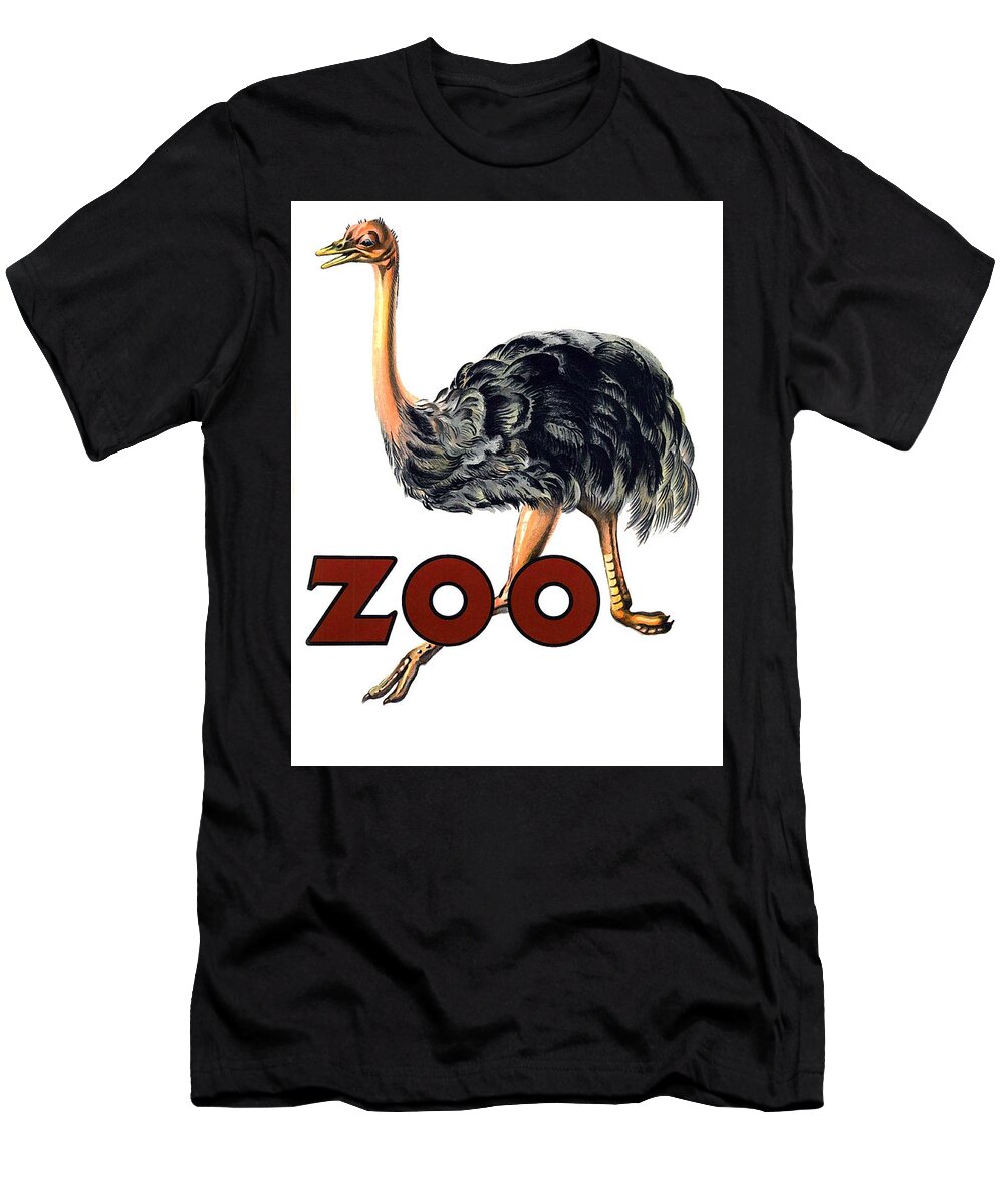 Ostrich T-Shirt featuring the digital art Ostrich Zoo by Long Shot