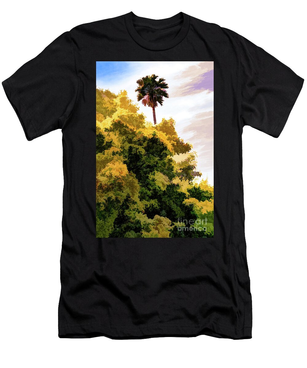 Art T-Shirt featuring the photograph Palm above the Trees by Roslyn Wilkins