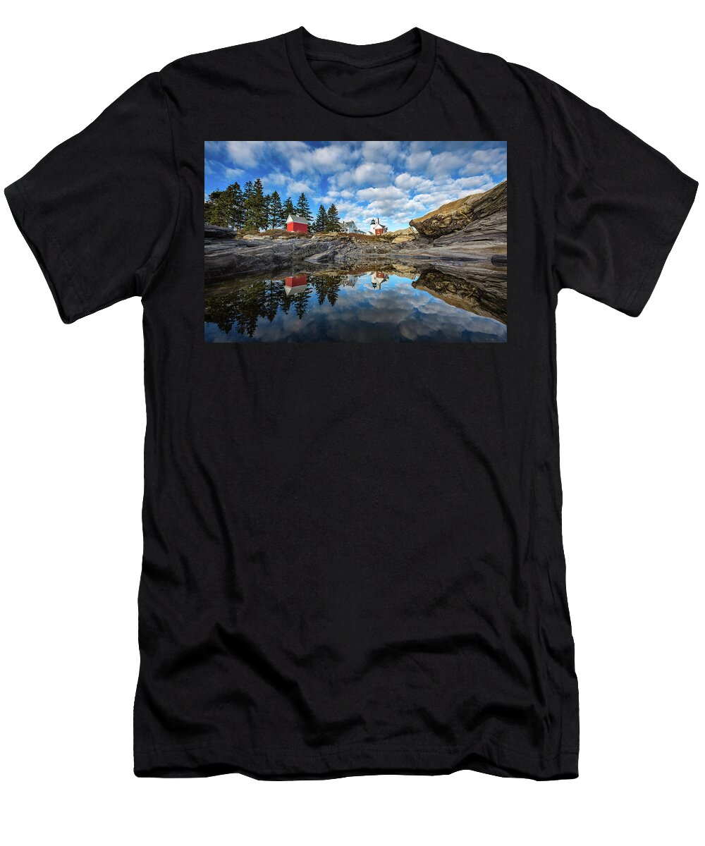 Bristol T-Shirt featuring the photograph Perfect Reflections - Pemaquid Point Light by Robert Clifford