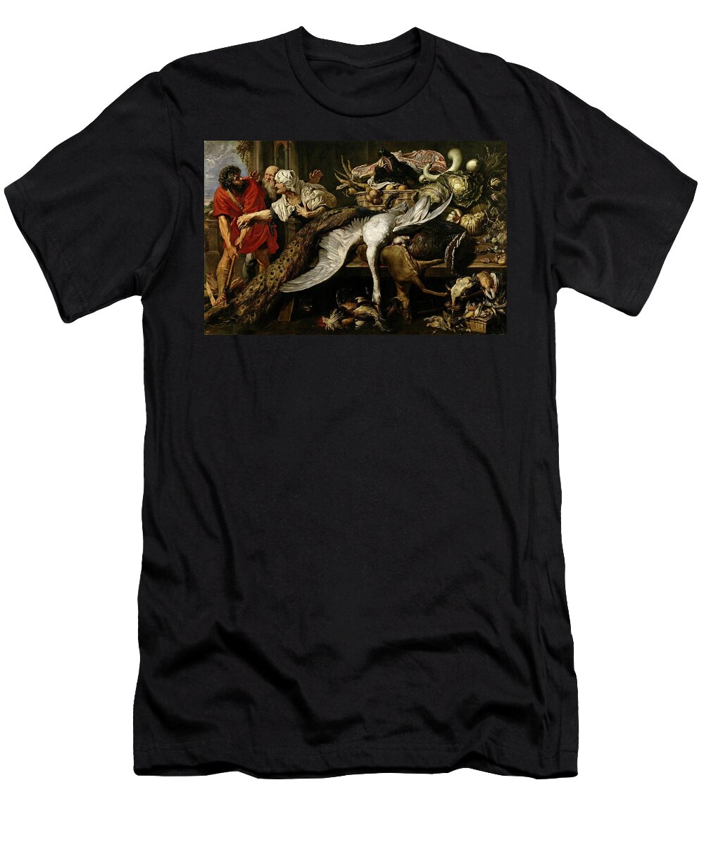 Frans Snyders T-Shirt featuring the painting 'Philopomenes Recognized', ca. 1609, Flemish School, Oil on ... by Peter Paul Rubens -1577-1640- Frans Snyders -1579-1657-
