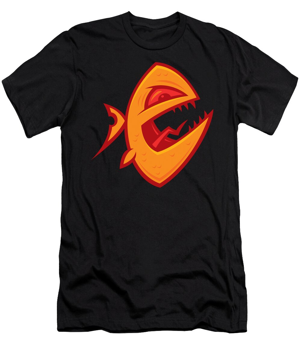 Fish T-Shirt featuring the digital art Piranha by John Schwegel