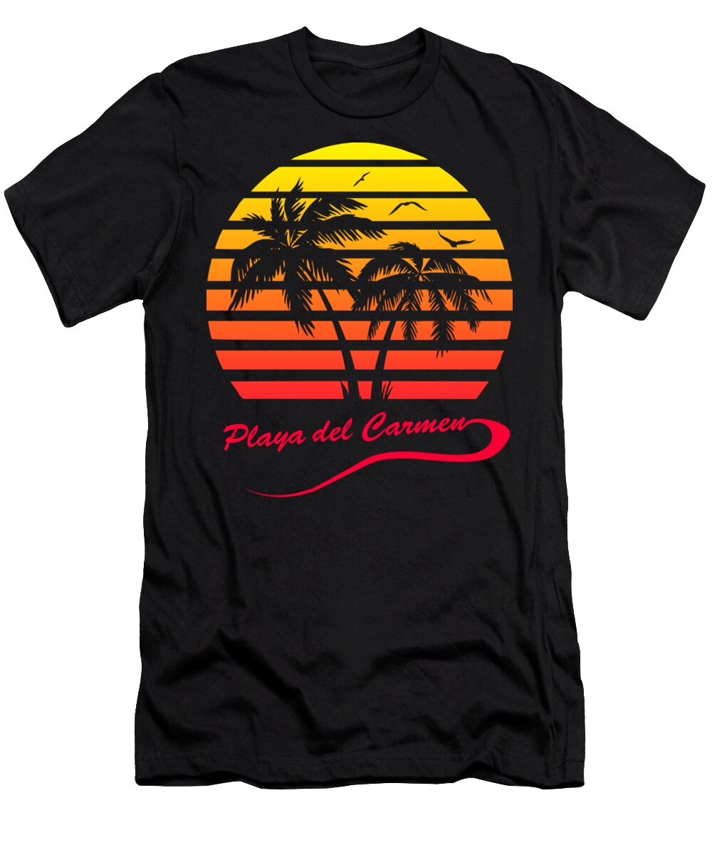 Playa T-Shirt featuring the digital art Playa Del Carmen Sunset by Filip Schpindel