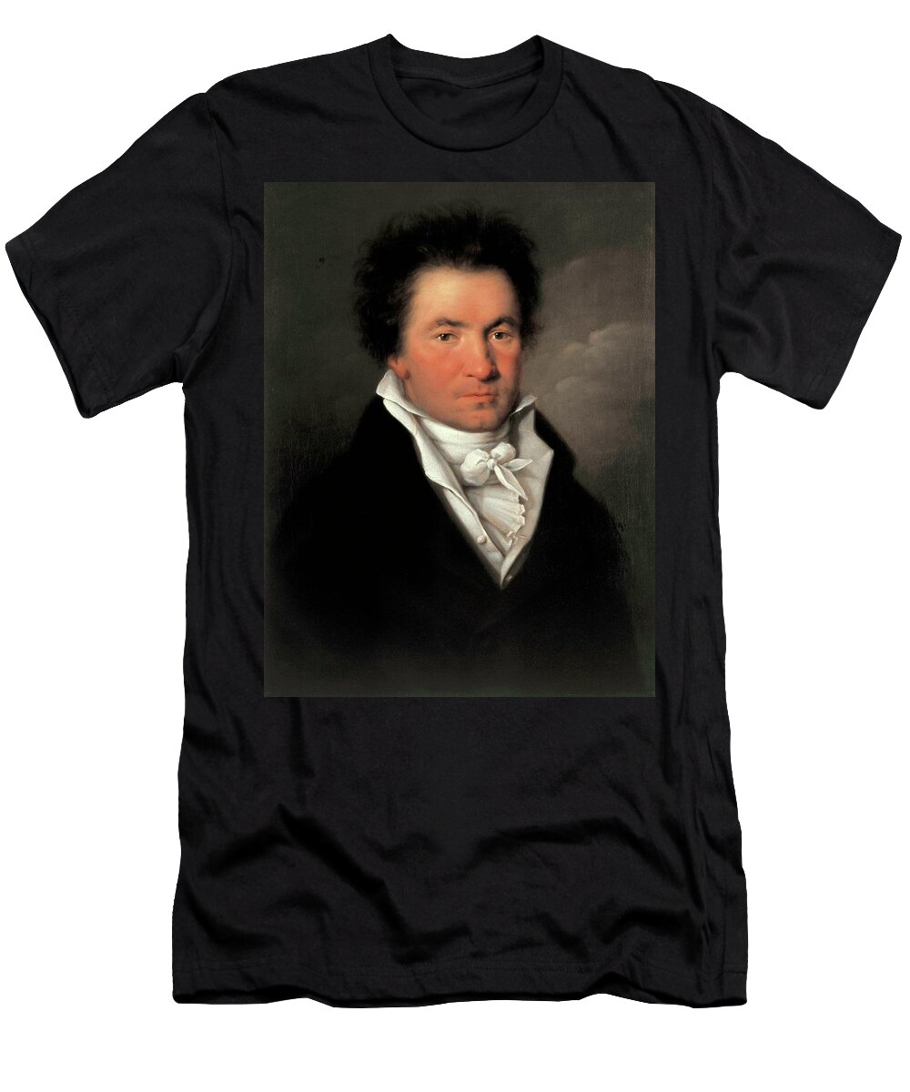 Ludwig Van Beethoven T-Shirt featuring the painting 'Portrait of Ludwig van Beethoven', 1815, Oil on canvas. by Joseph Willibrord Mahler -1778-1860-