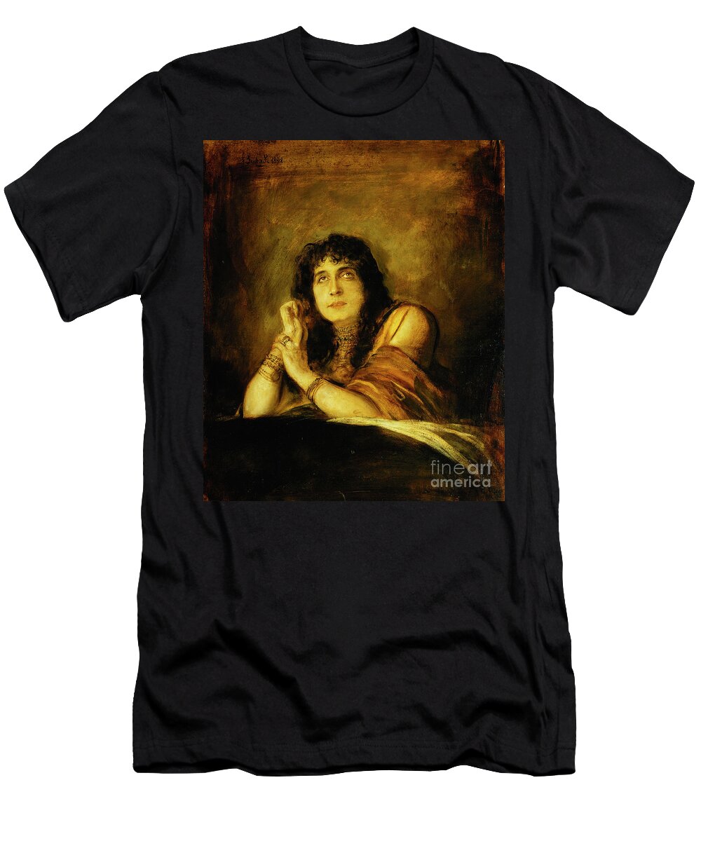 Sadness T-Shirt featuring the painting Portrait Of Sarah Bernhardt, As Lady Macbeth, 1892 by Franz Seraph Von Lenbach