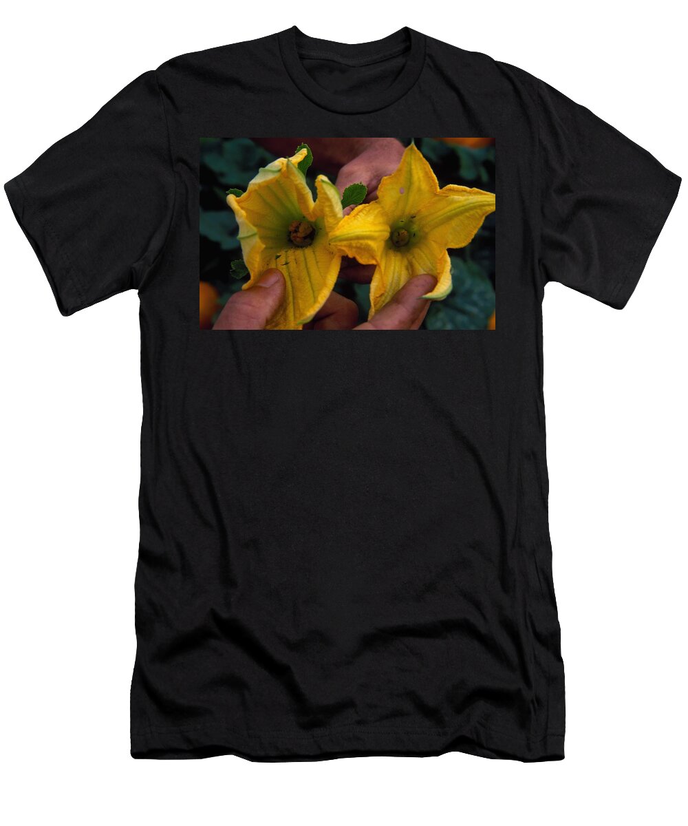 Estock T-Shirt featuring the digital art Pumpkin Flowers by Massimo Ripani