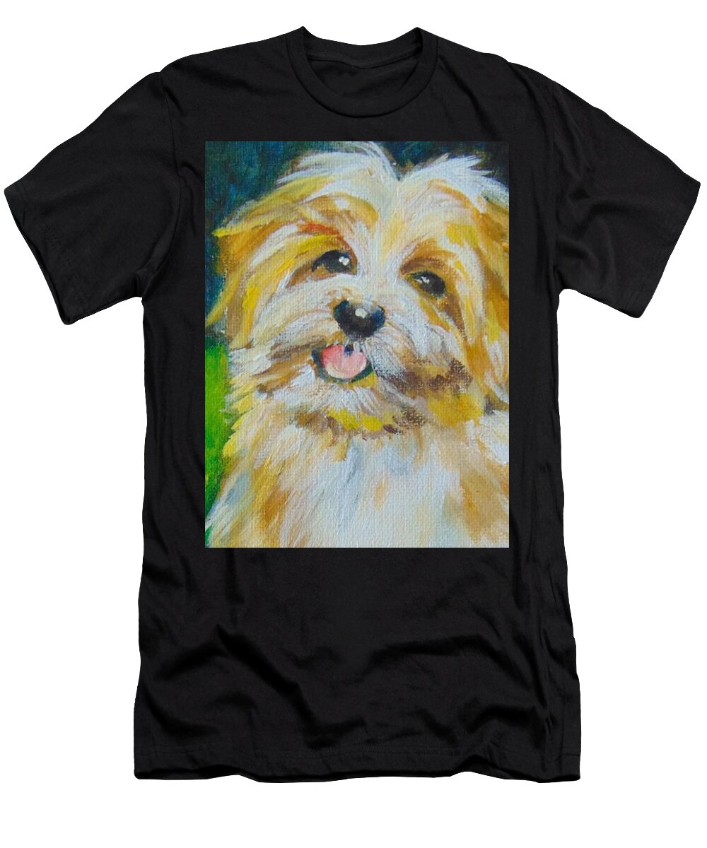 Terrier T-Shirt featuring the painting Puppy by Saundra Johnson