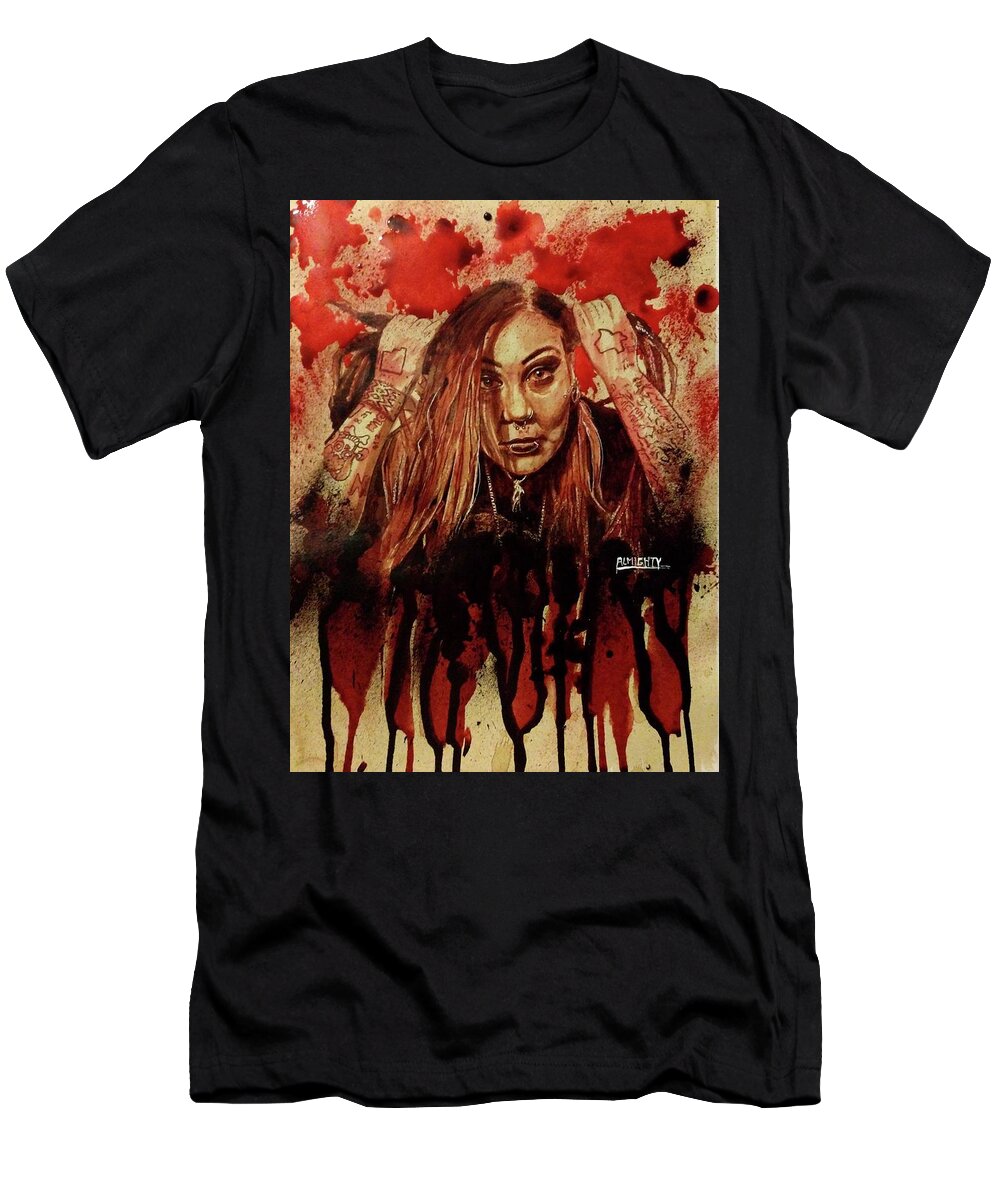 Ryan Almighty T-Shirt featuring the painting RAZAKEL port fresh blood by Ryan Almighty